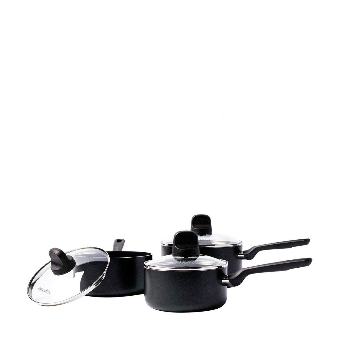 Memphis Non-Stick Saucepan Set, 16cm, 18cm & 20cm main product photo