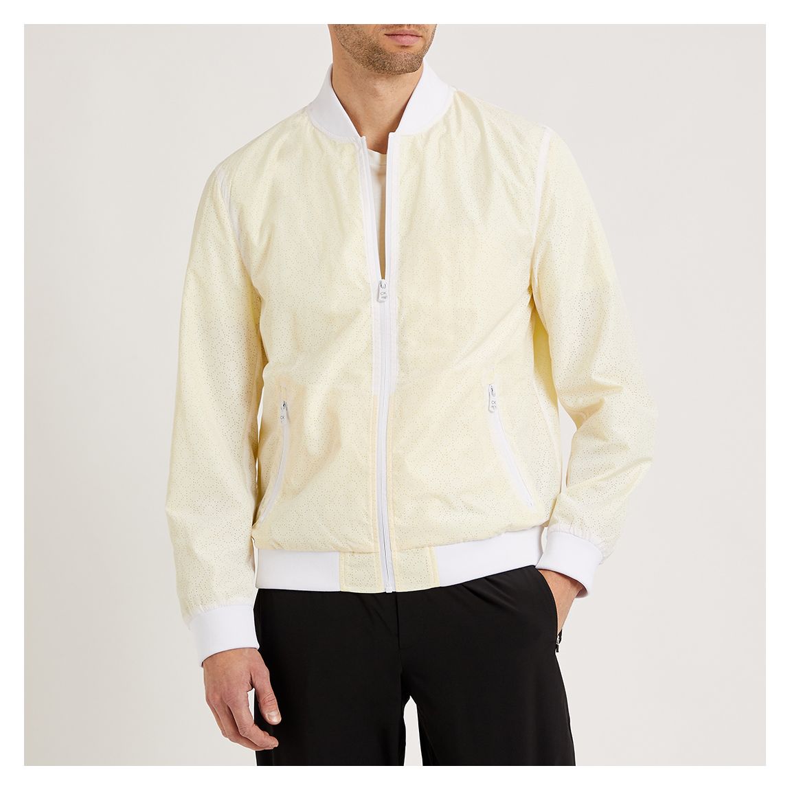 Winter White Perforated Bomber Jacket main product photo
