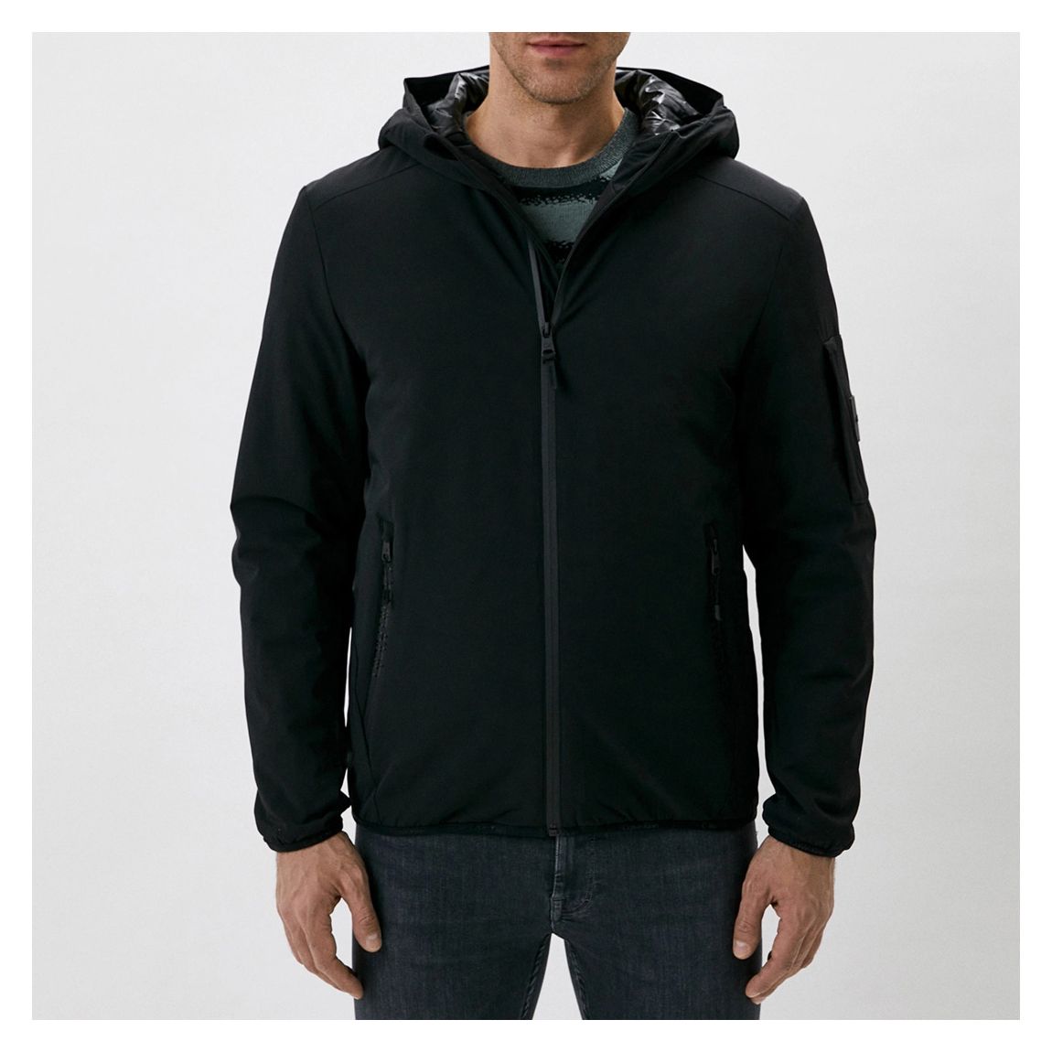 Black 4 Way Stretch Hooded Jacket main product photo