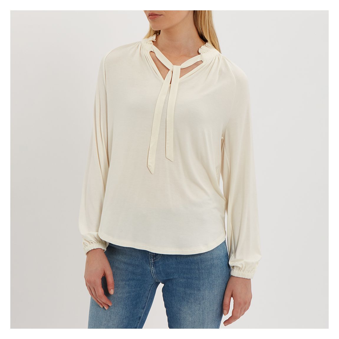 Cream Tie-Neck Blouse main product photo