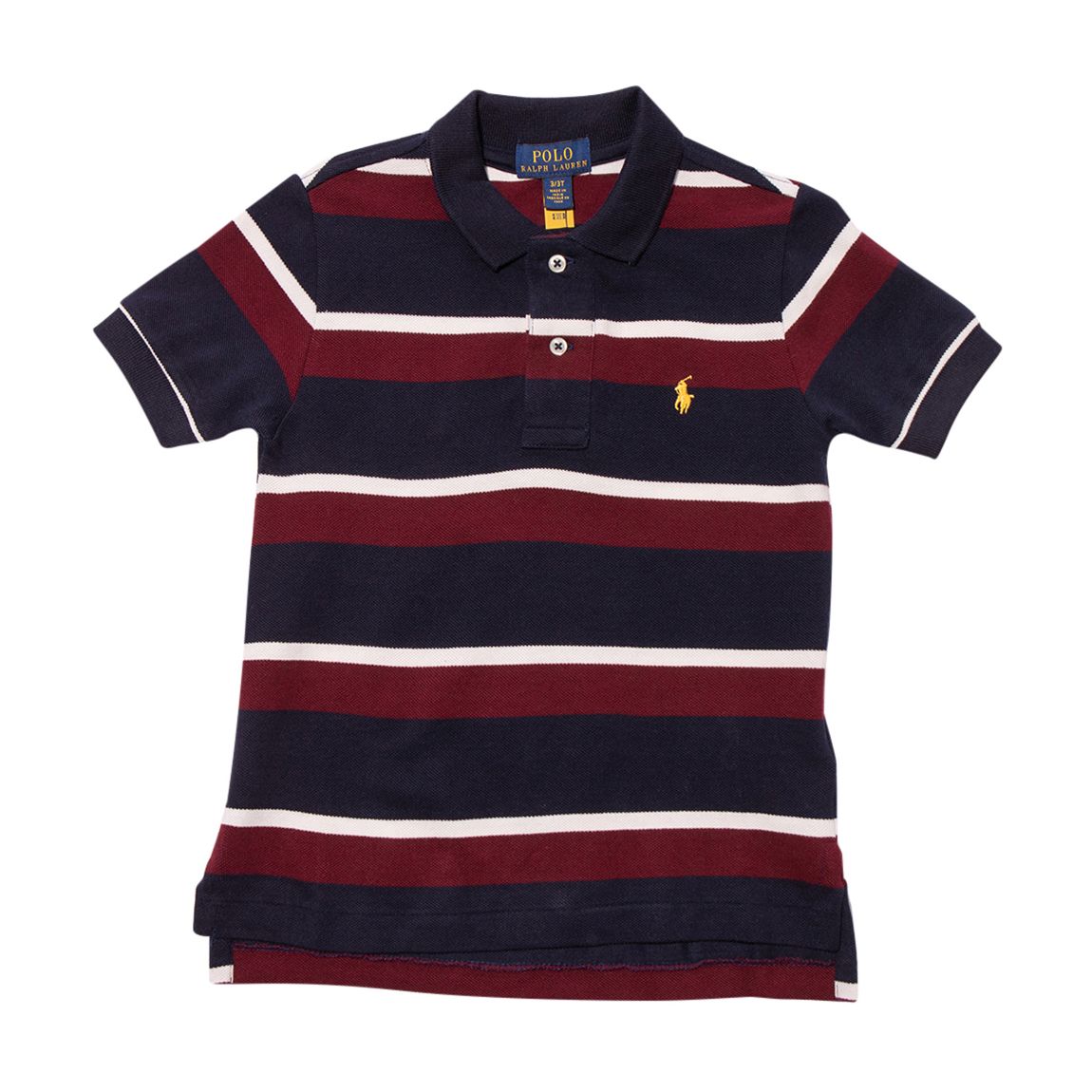 Toddler Boy's Navy Striped Cotton Polo Shirt main product photo