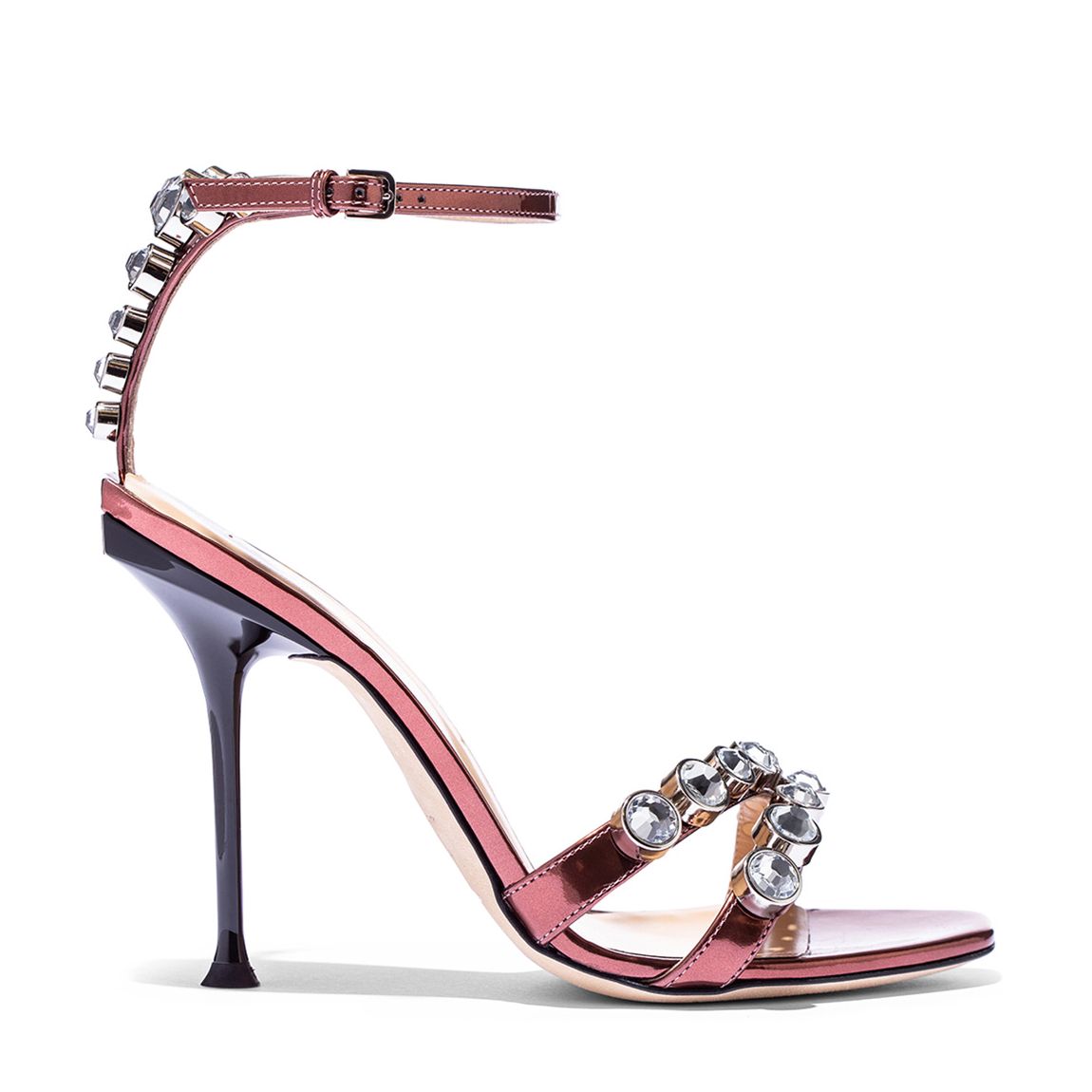Bronze Metallic Gem Design Open Toe Heels main product photo