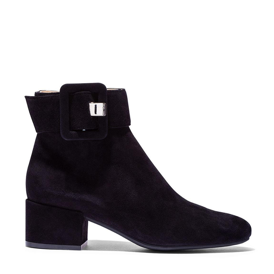 Black Suede Buckle Detail Heeled Boots main product photo