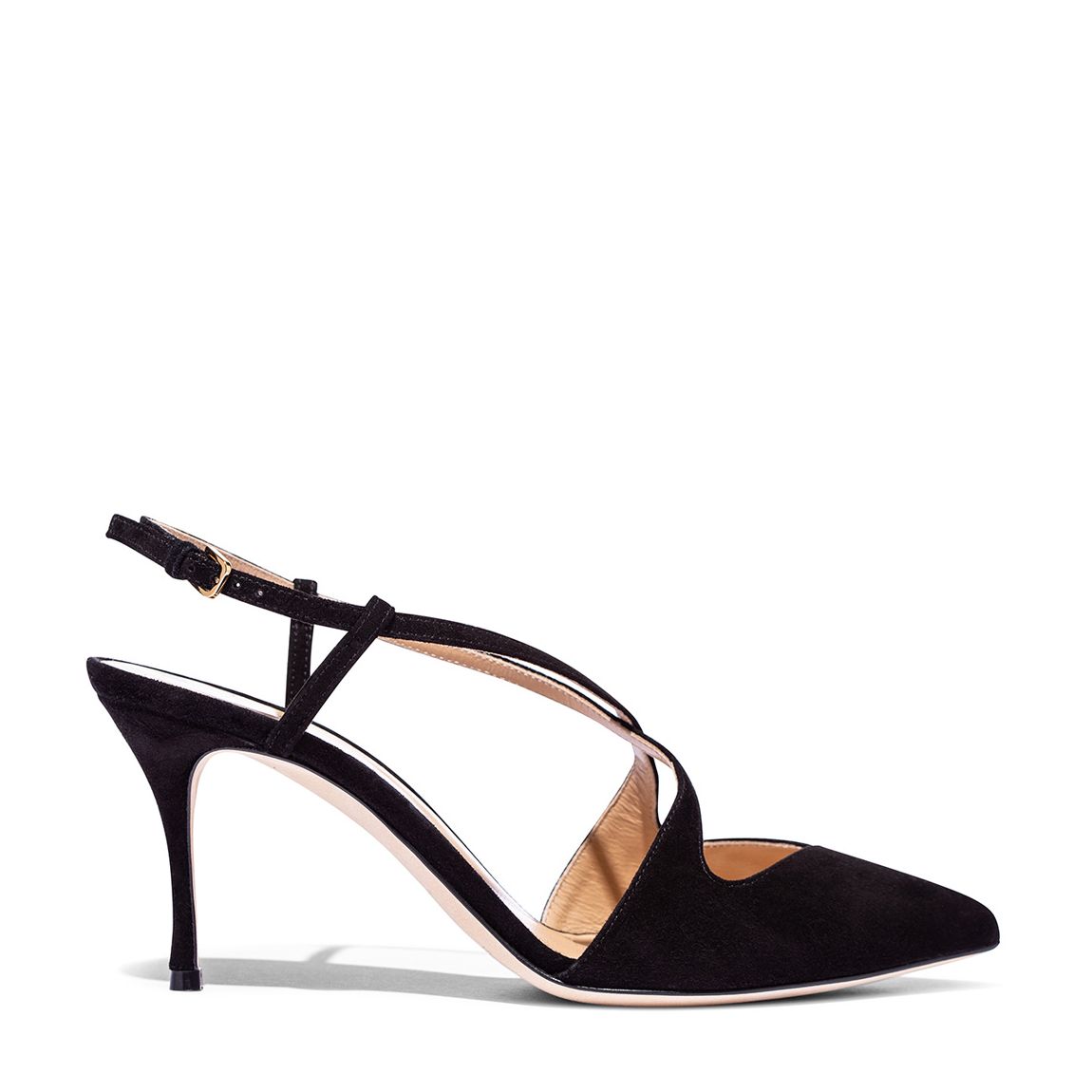 Black Suede Court Cross Strap Heels main product photo