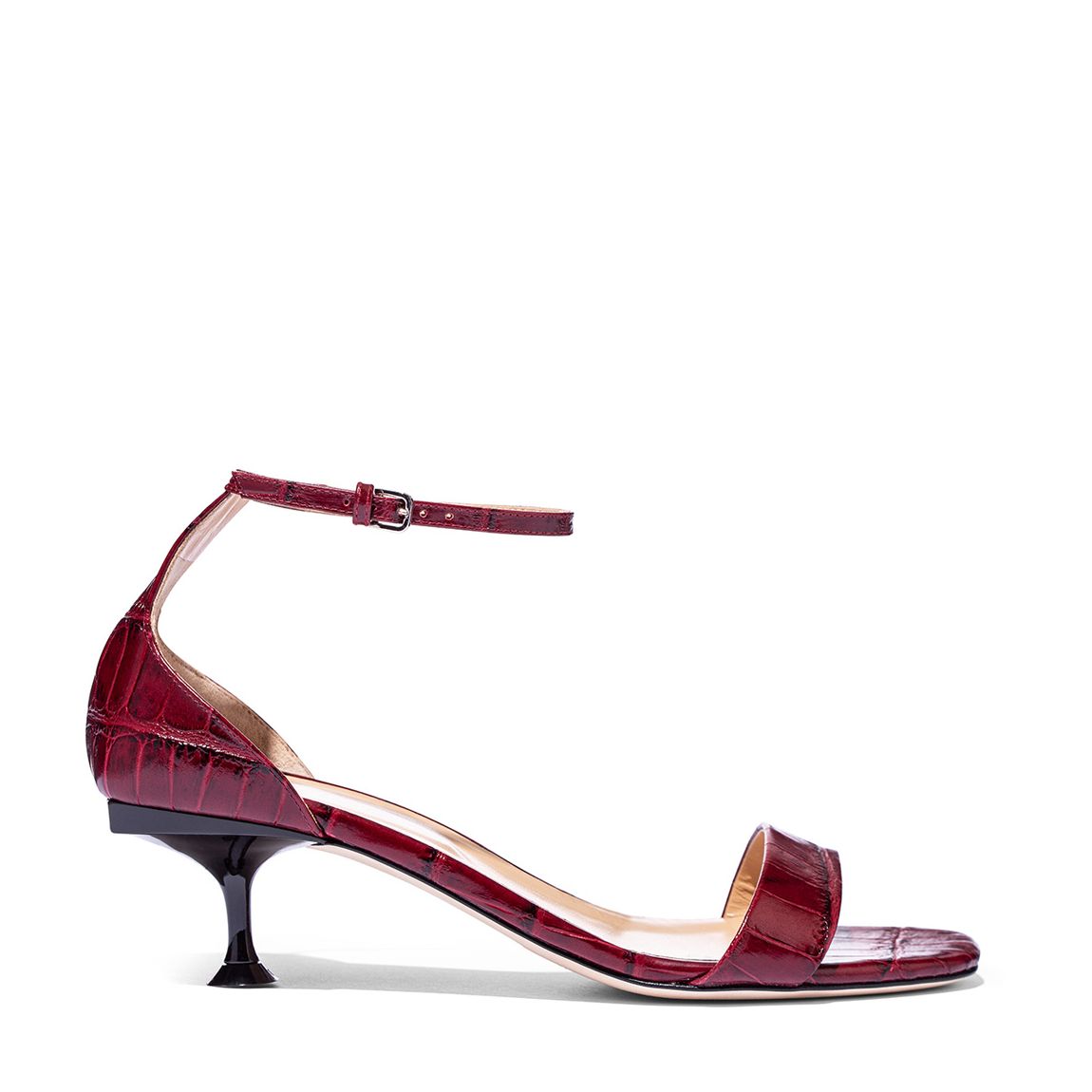 Red Croc Print Open Toe Kitten Heels main product photo