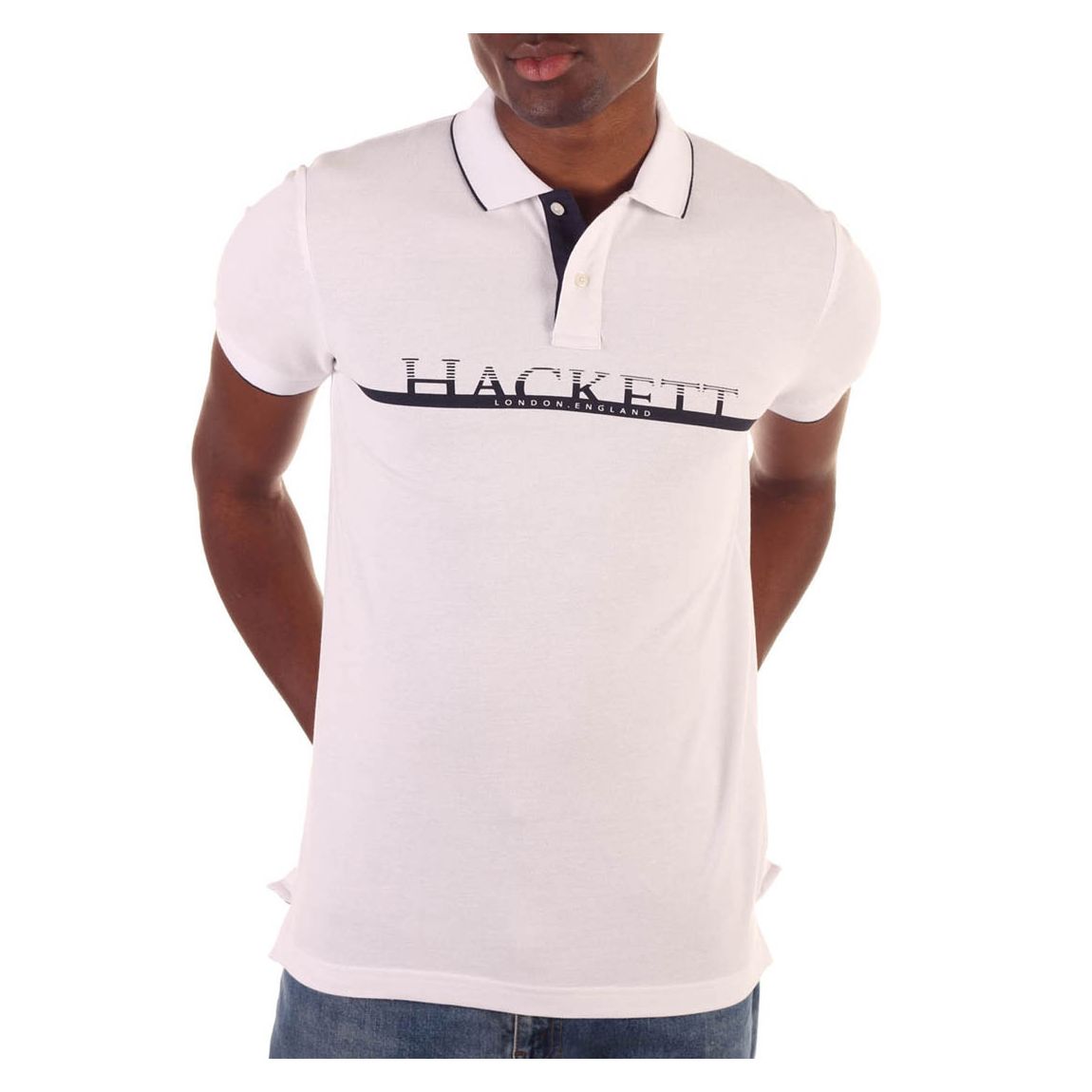 White Strip Logo Cotton Polo Shirt main product photo