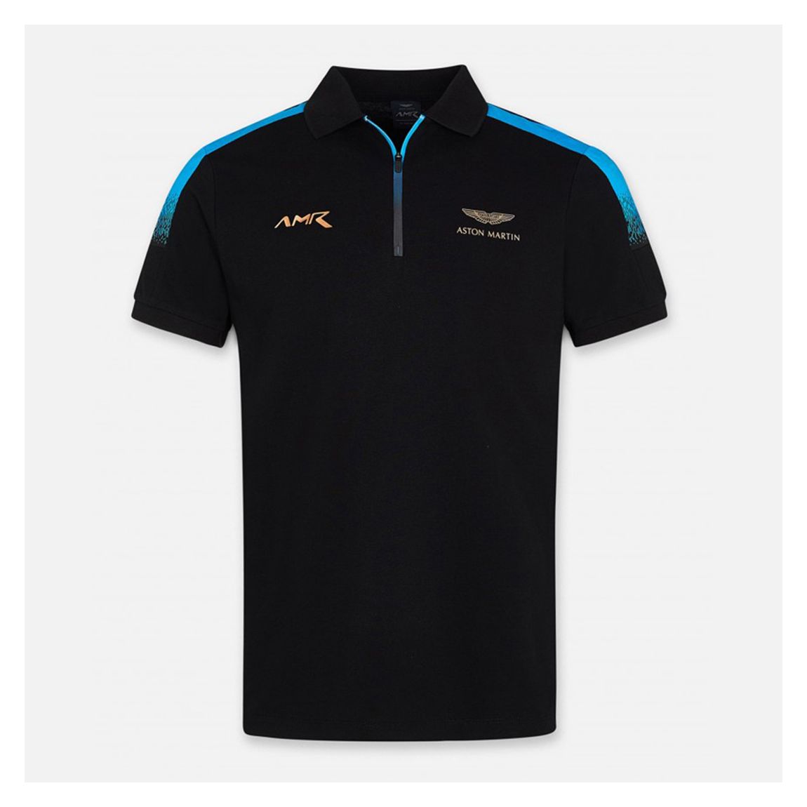 Black AMR Half Zip Cotton Blend Polo Shirt main product photo