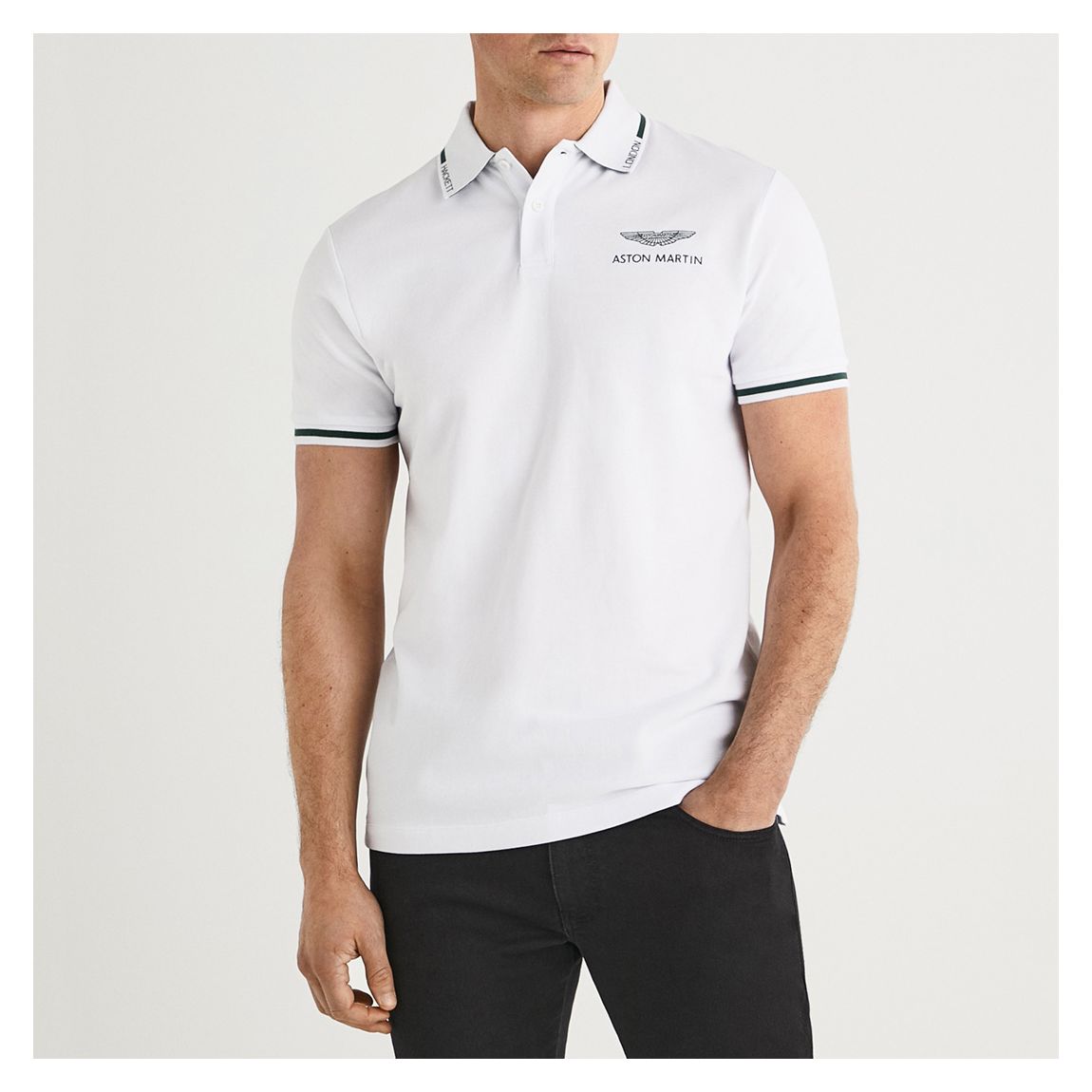 White AMR Contrast Tipping Cotton Polo Shirt main product photo