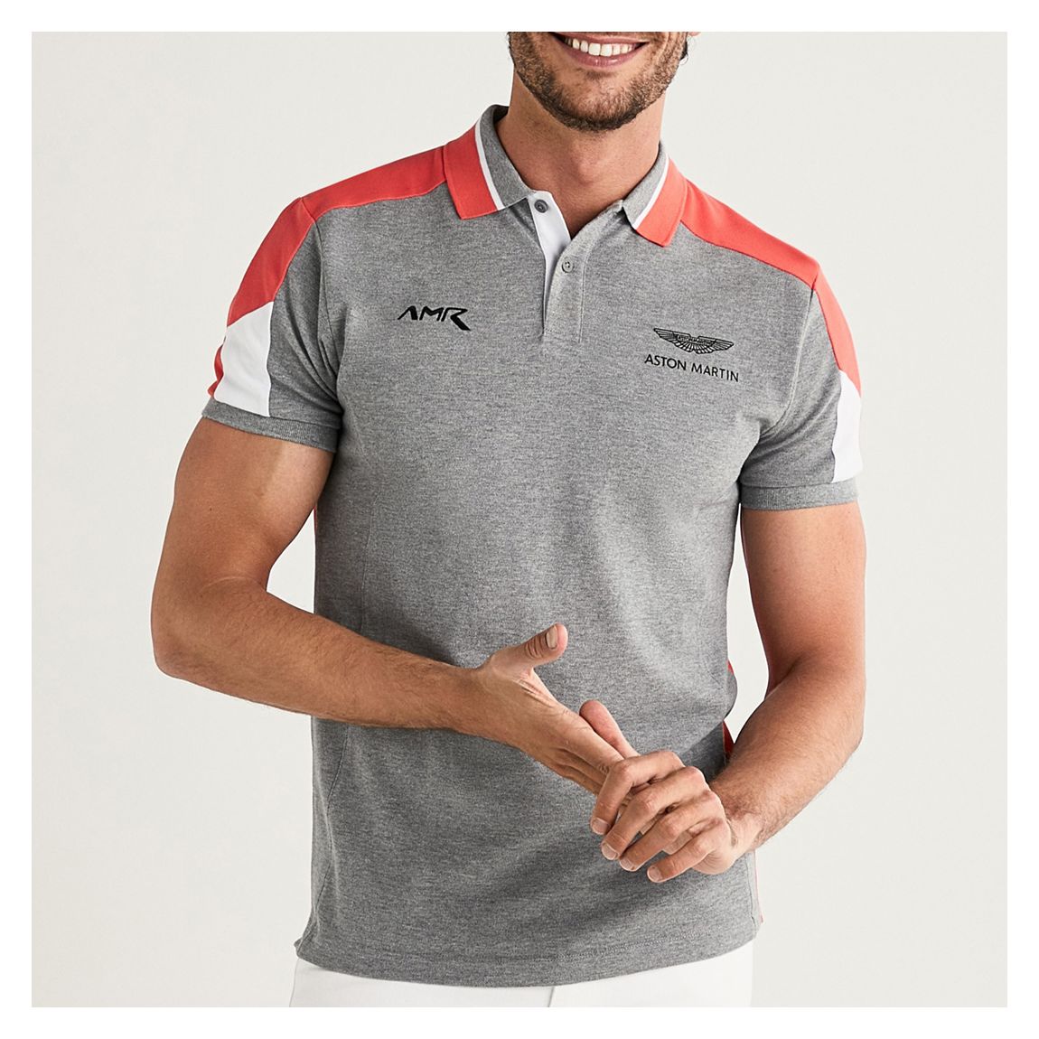 Grey AMR Contrast Design Cotton Polo Shirt main product photo