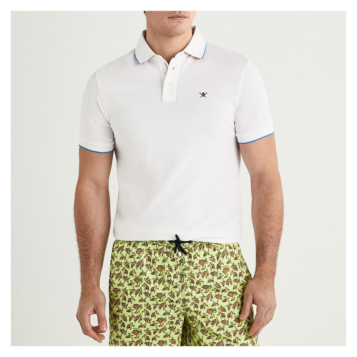 White Embroidered Logo Cotton Polo Shirt main product photo