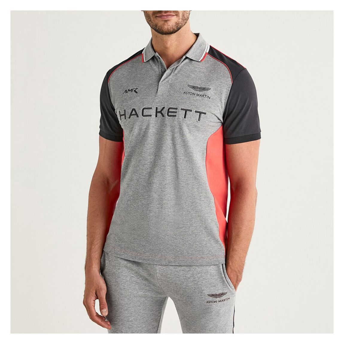 Grey AMR Contrast Back Cotton Polo Shirt main product photo