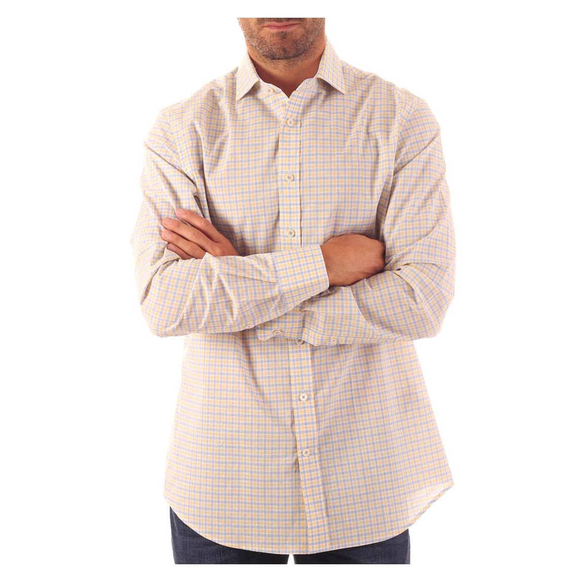 Yellow Check Print Cotton Shirt main product photo