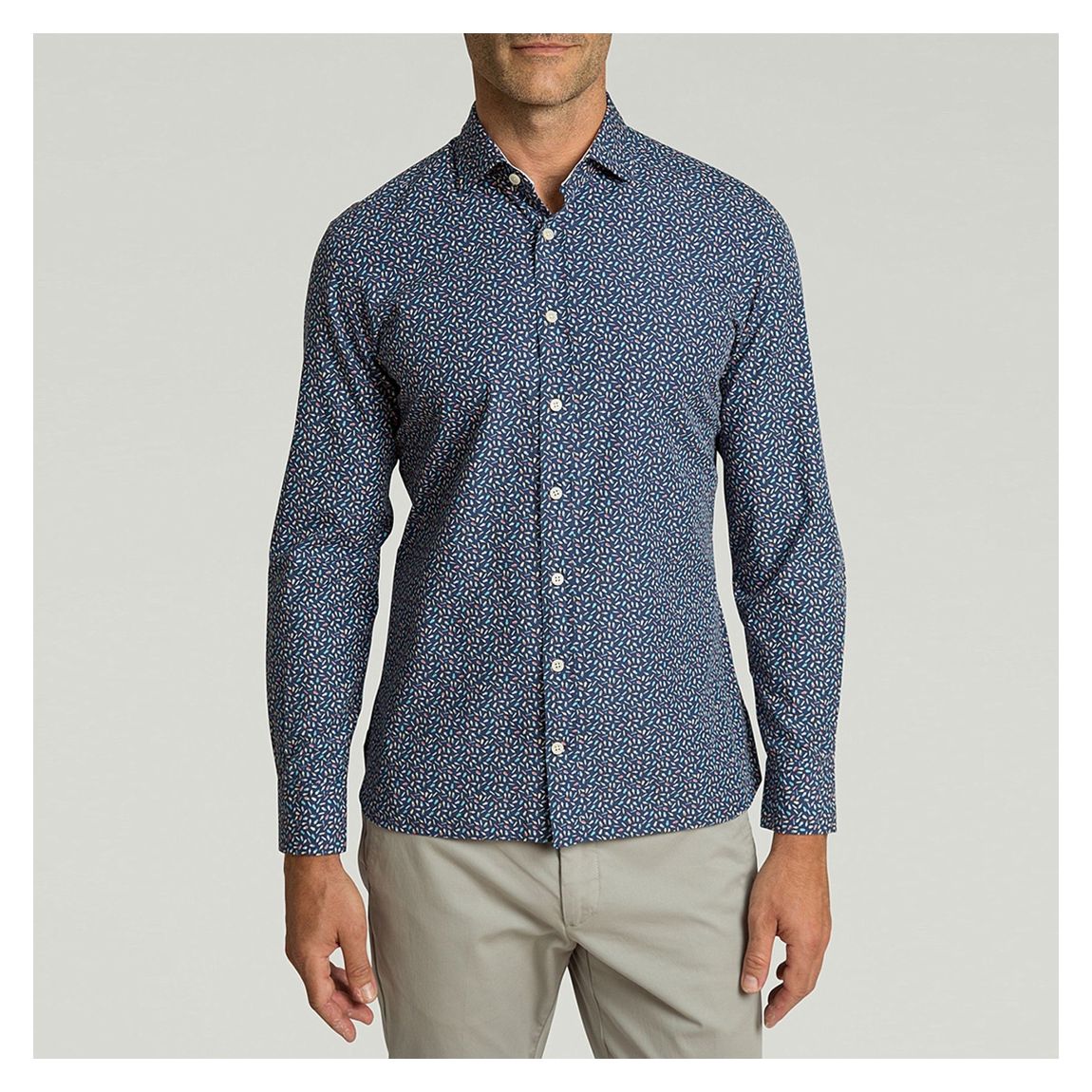 Dark Blue Printed Cotton Shirt main product photo