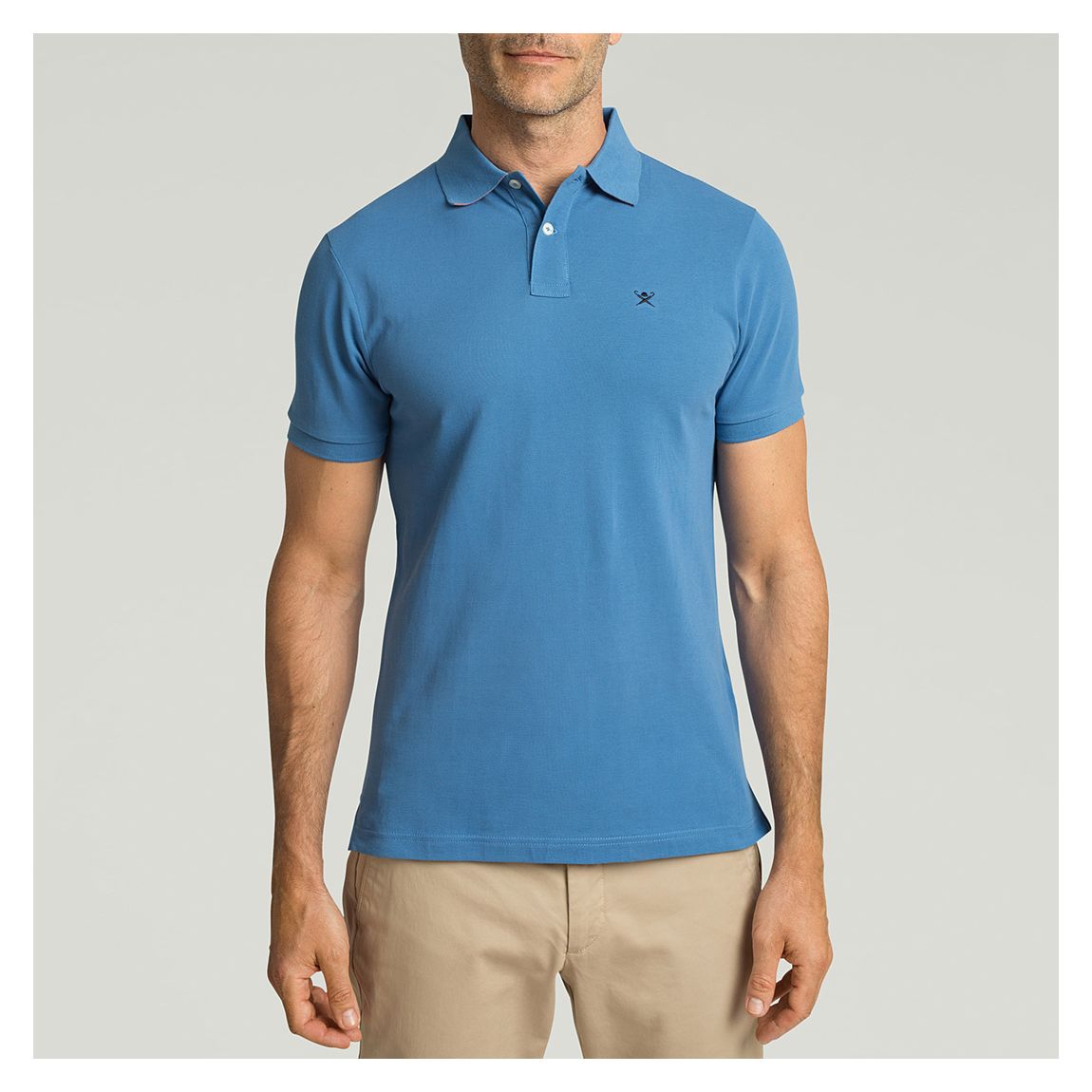 Blue Slim Fit Cotton Polo Shirt main product photo