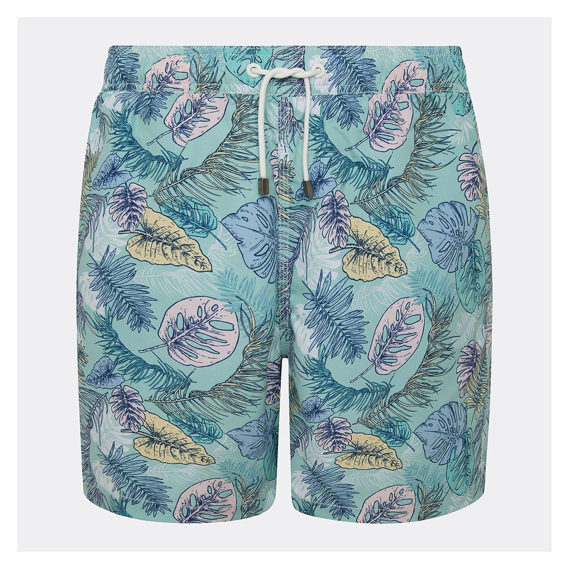 Blue Leaf Print Swim Shorts main product photo