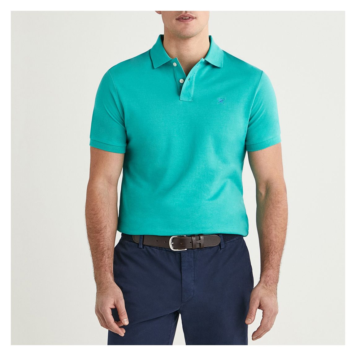 Turquoise Short Sleeve Cotton Polo Shirt main product photo