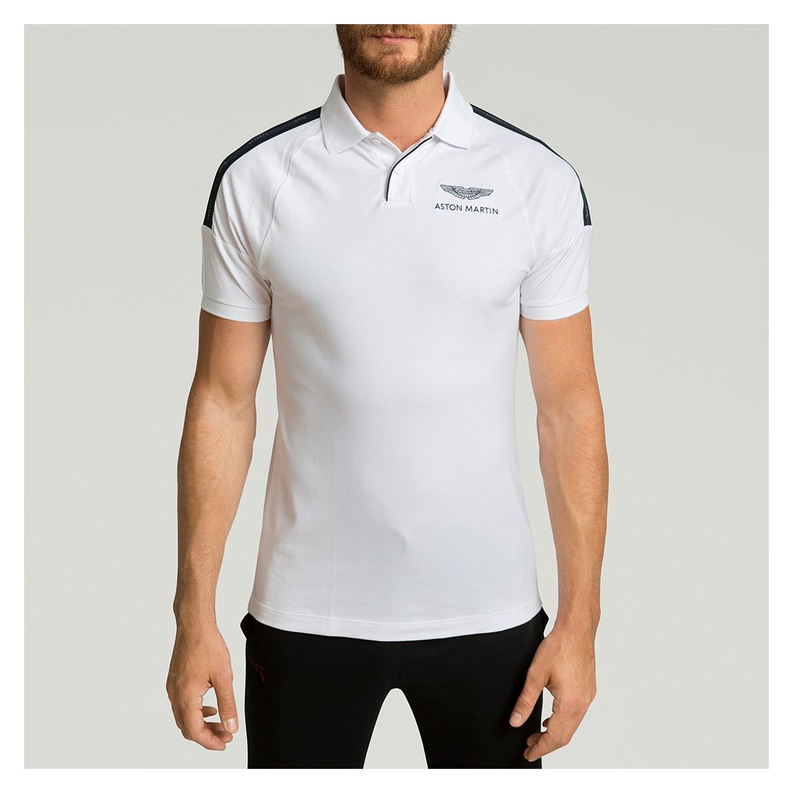 White AMR Small Logo Cotton Blend Polo Shirt main product photo