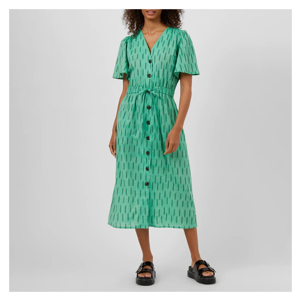 Green Printed Cotton Midi Dress main product photo
