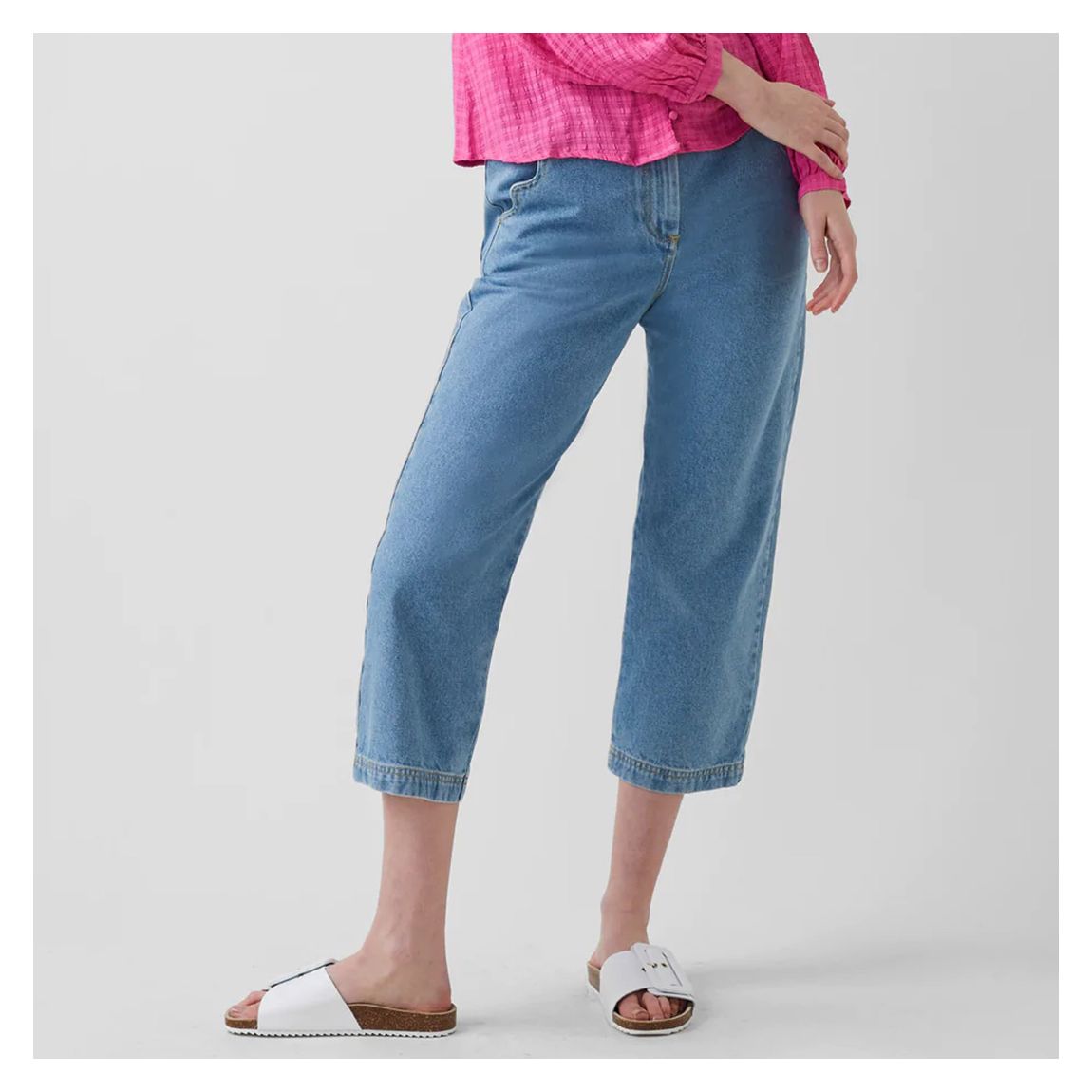 Blue Denim Stretch Cropped Jeans main product photo