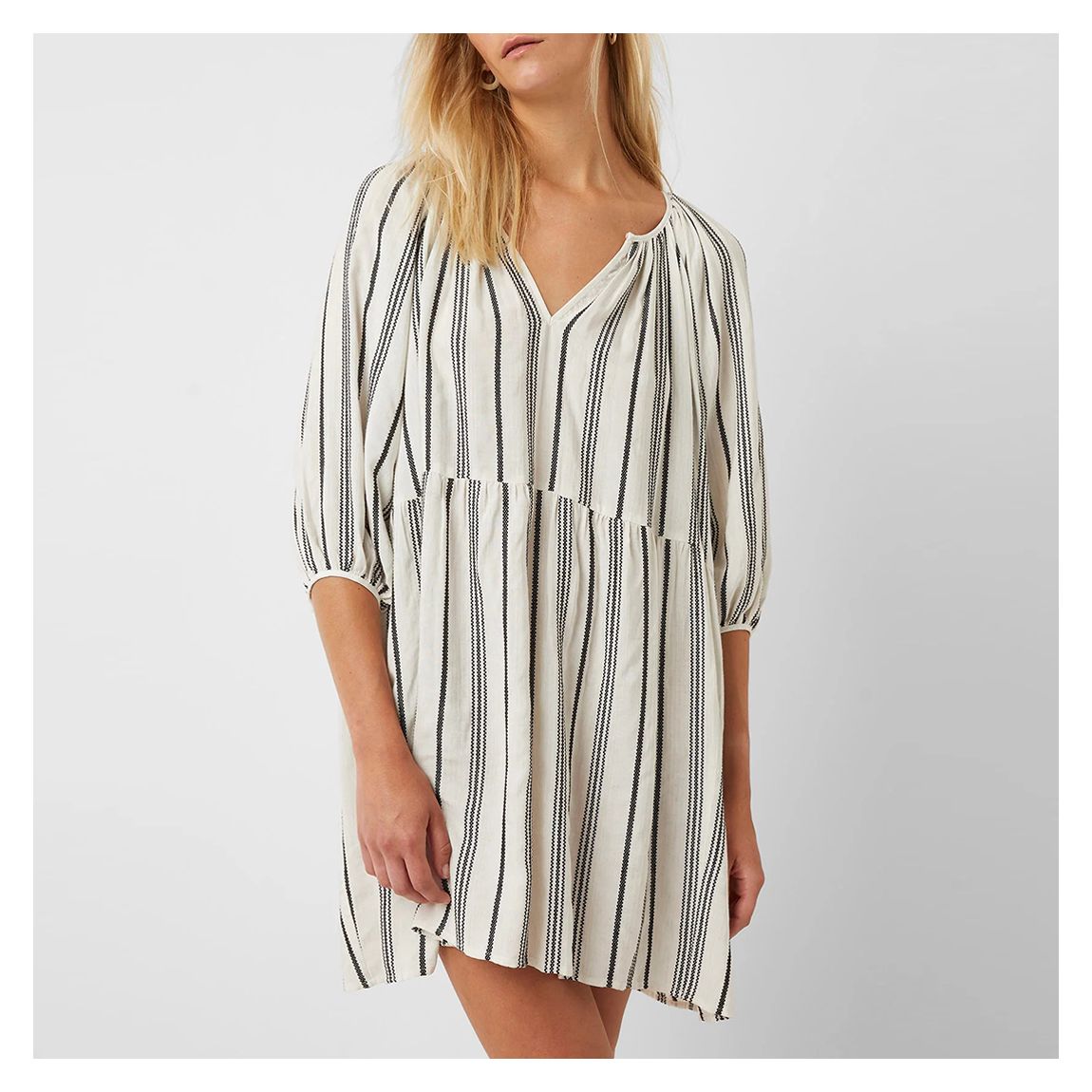 Black Stripe Cotton Blend Dress main product photo