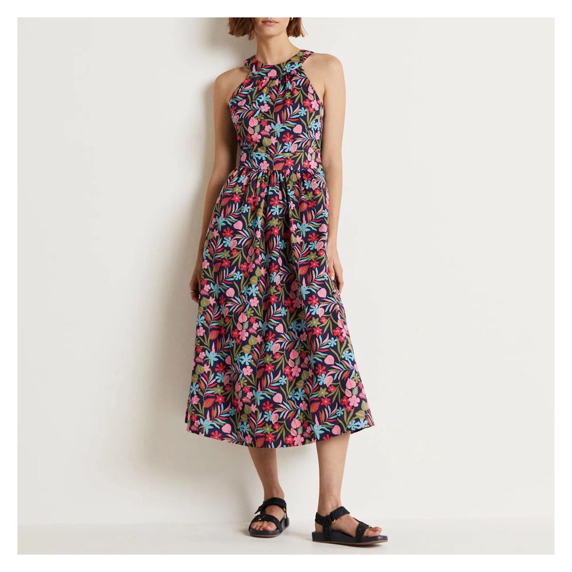 Navy/Multi Heidi Halterneck Midi Dress main product photo