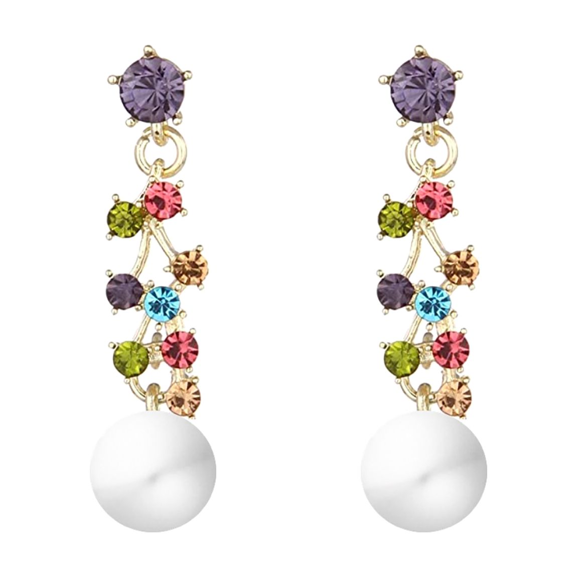 18K Gold Multi Color Pearl Drop Earrings main product photo