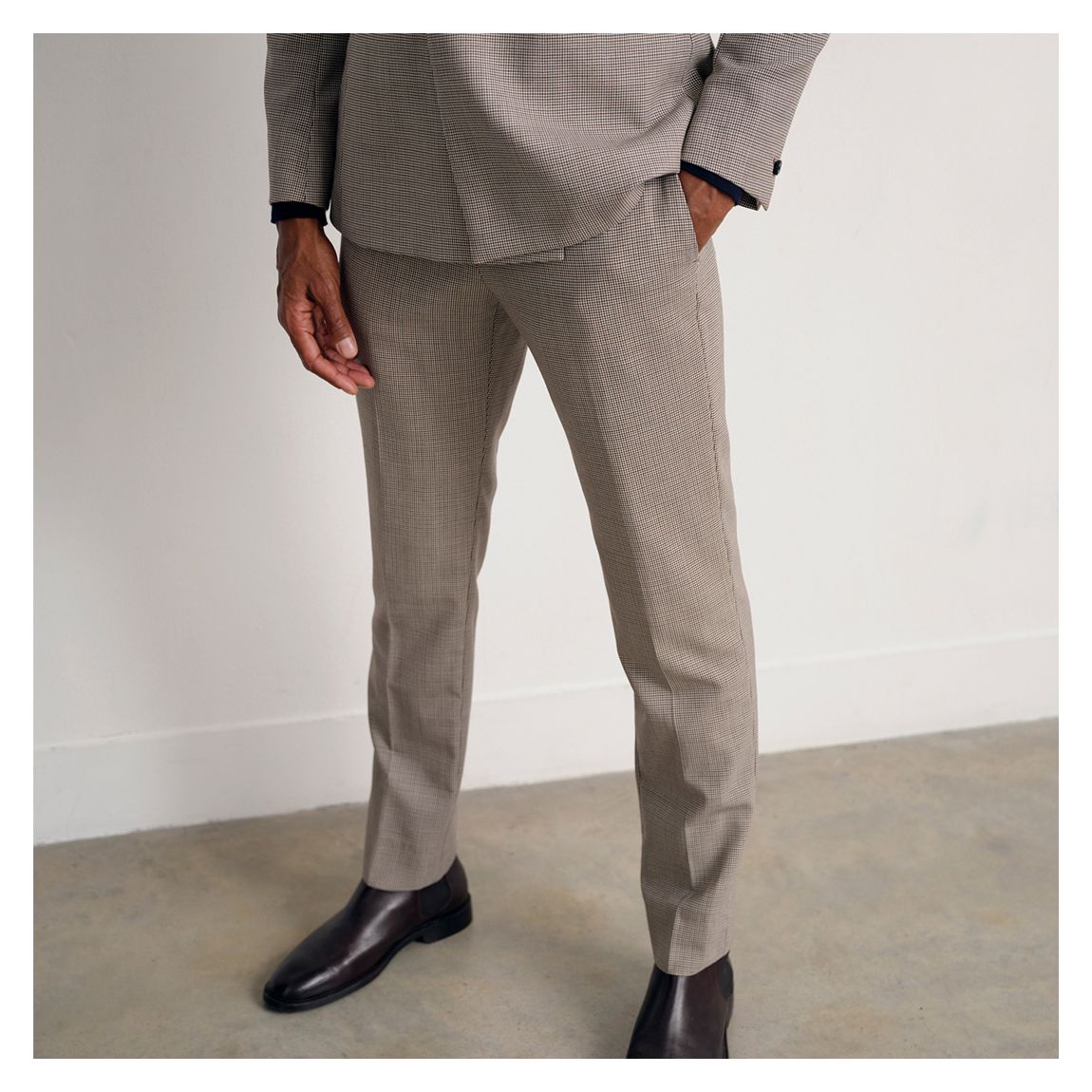 Oatmeal Printed Wool Trousers main product photo