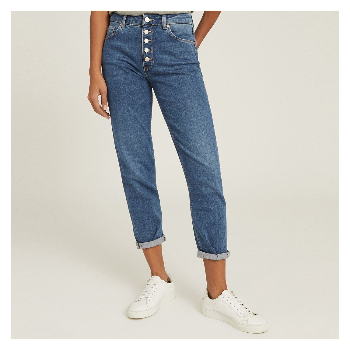 Mid Blue Bailey Straight Stretch Jeans main product photo