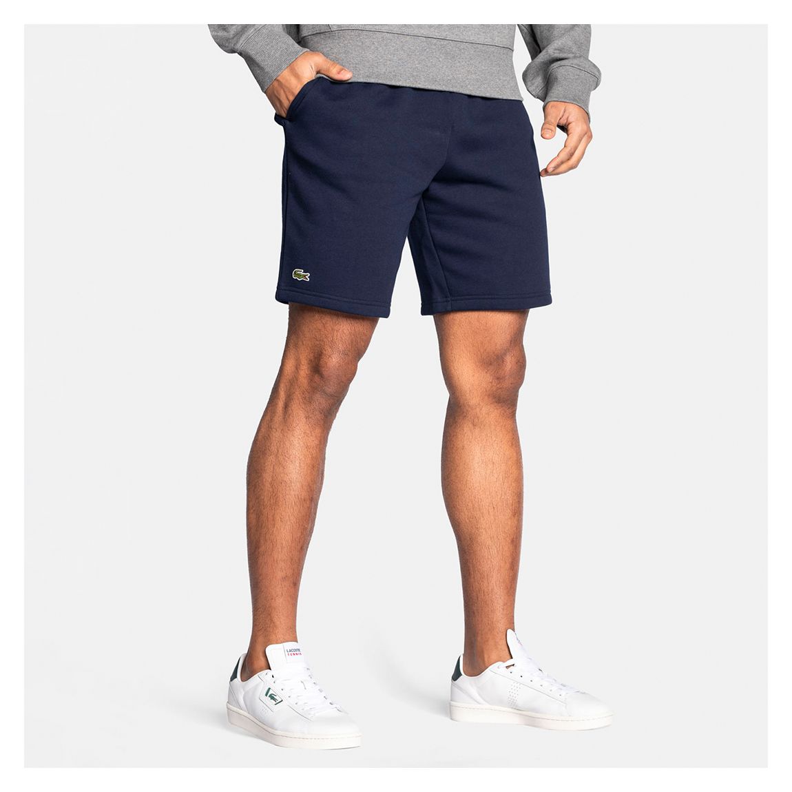 Navy Cotton Blend Drawstring Shorts main product photo