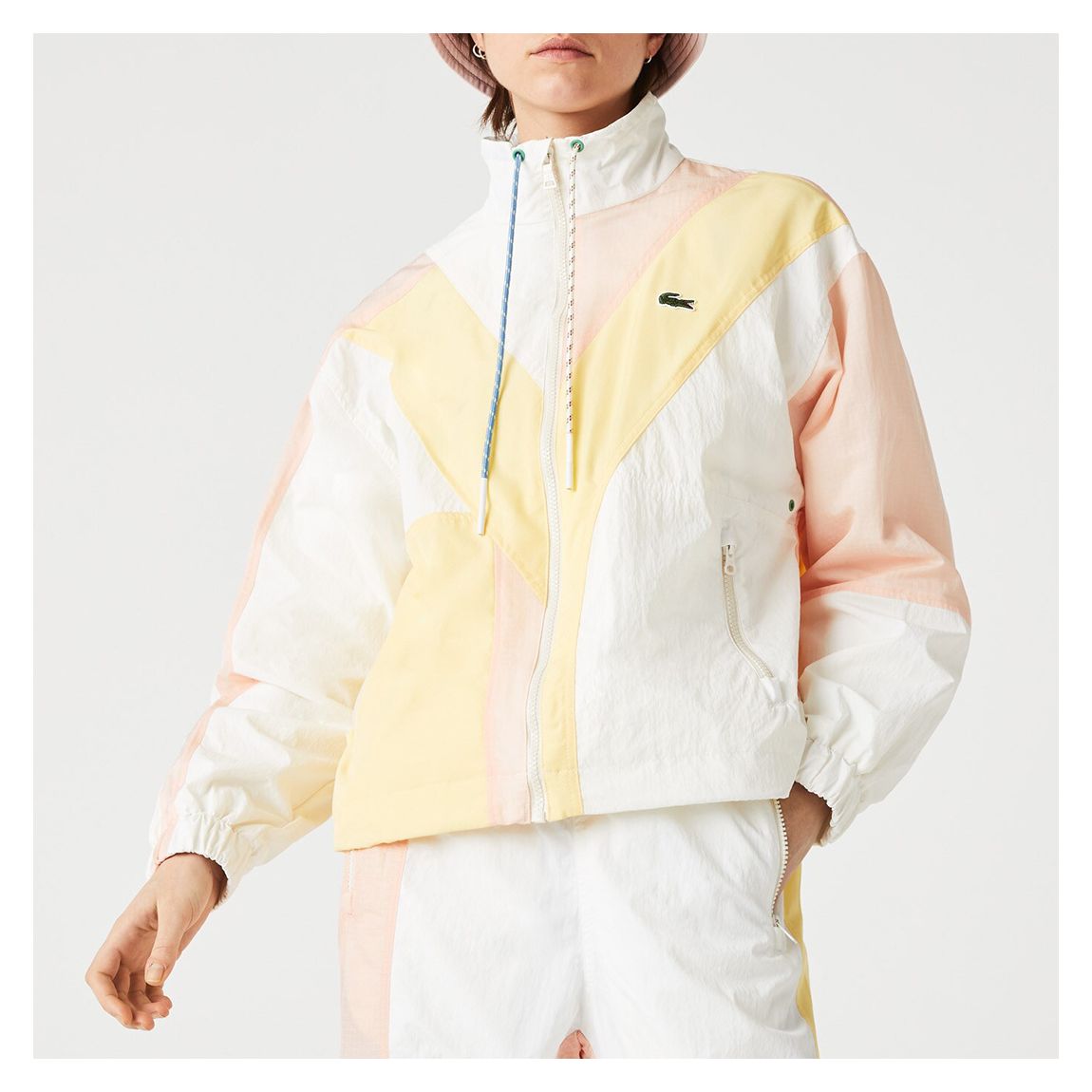 White Pastel Colour-Block Shell Jacket main product photo