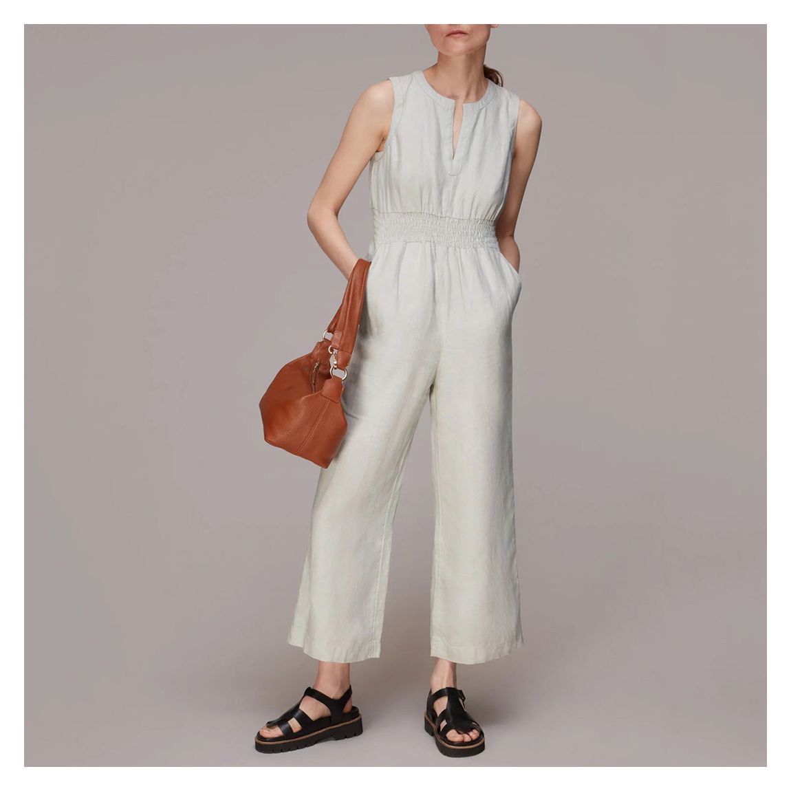 Cream Melanie Linen Jumpsuit main product photo