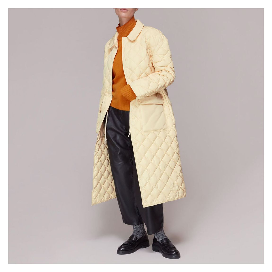 Pale Yellow Clelia Quilted Coat main product photo