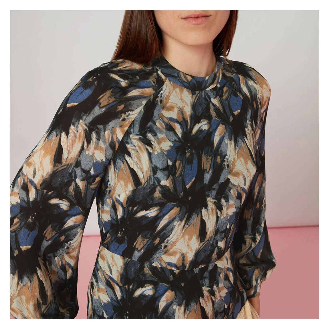 Multi Floral Print Silk Blouse main product photo