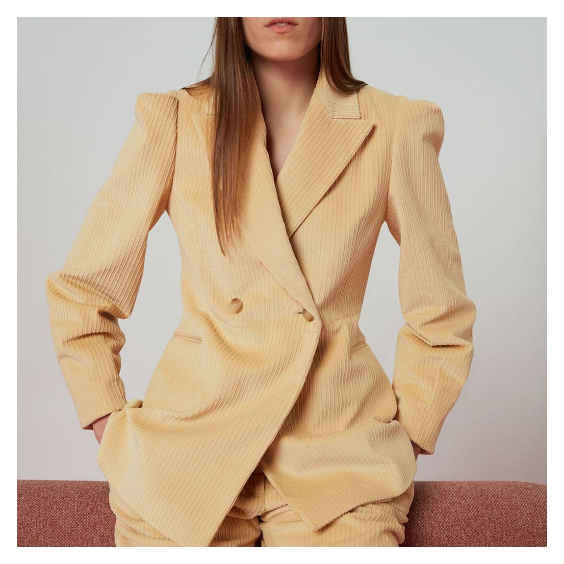 Cream Suki Cotton Blend Blazer main product photo