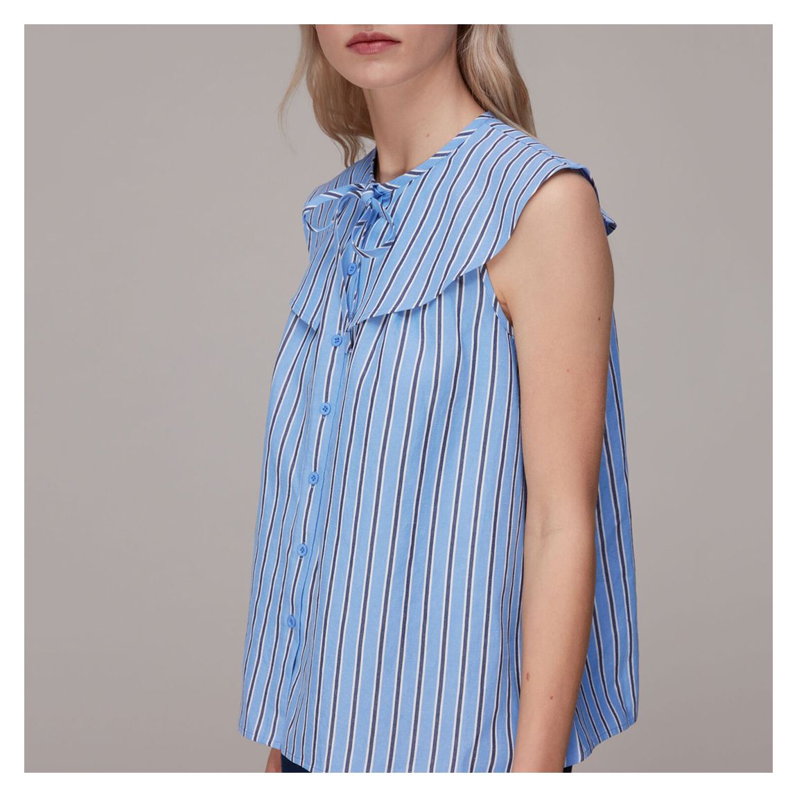 Blue Maggie Striped Sleeveless Top main product photo