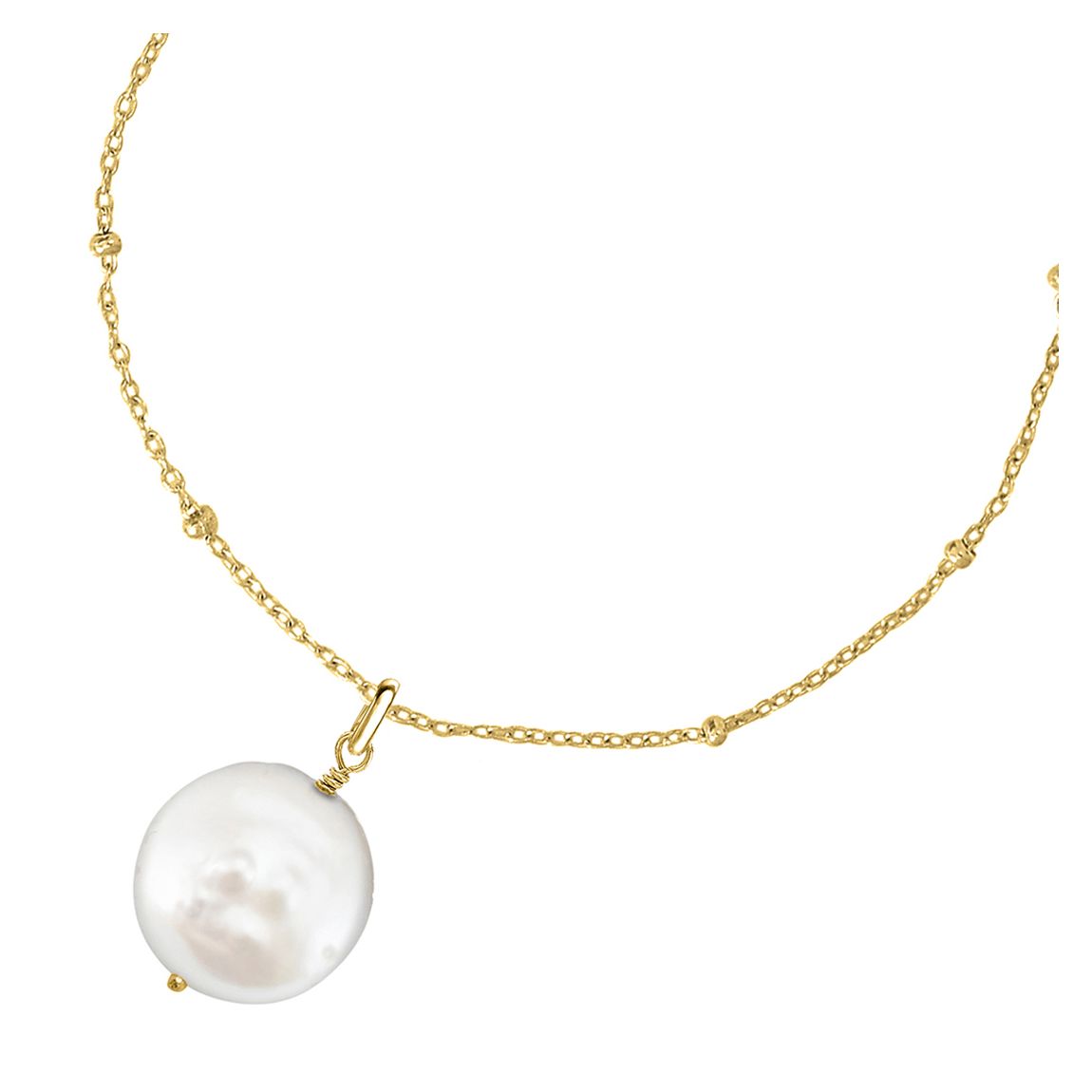 Gold White Biwa Pearl Pendant main product photo