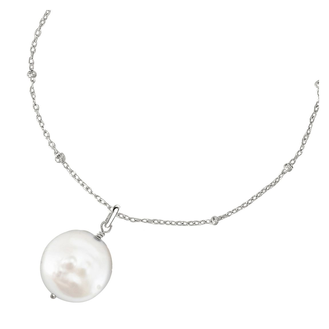 Silver White Biwa Pearl Pendant main product photo