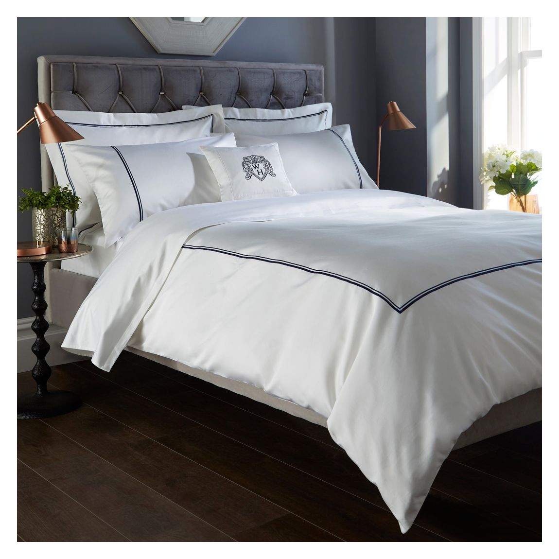 Double Cord 800TC Superking Duvet Cover, Navy main product photo