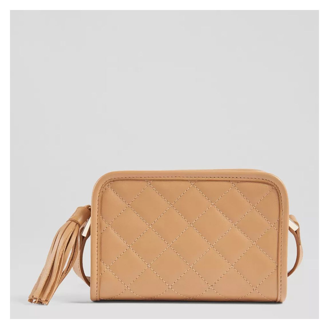 Brown Emma Camel Leather Quilted Crossbody Bag main product photo