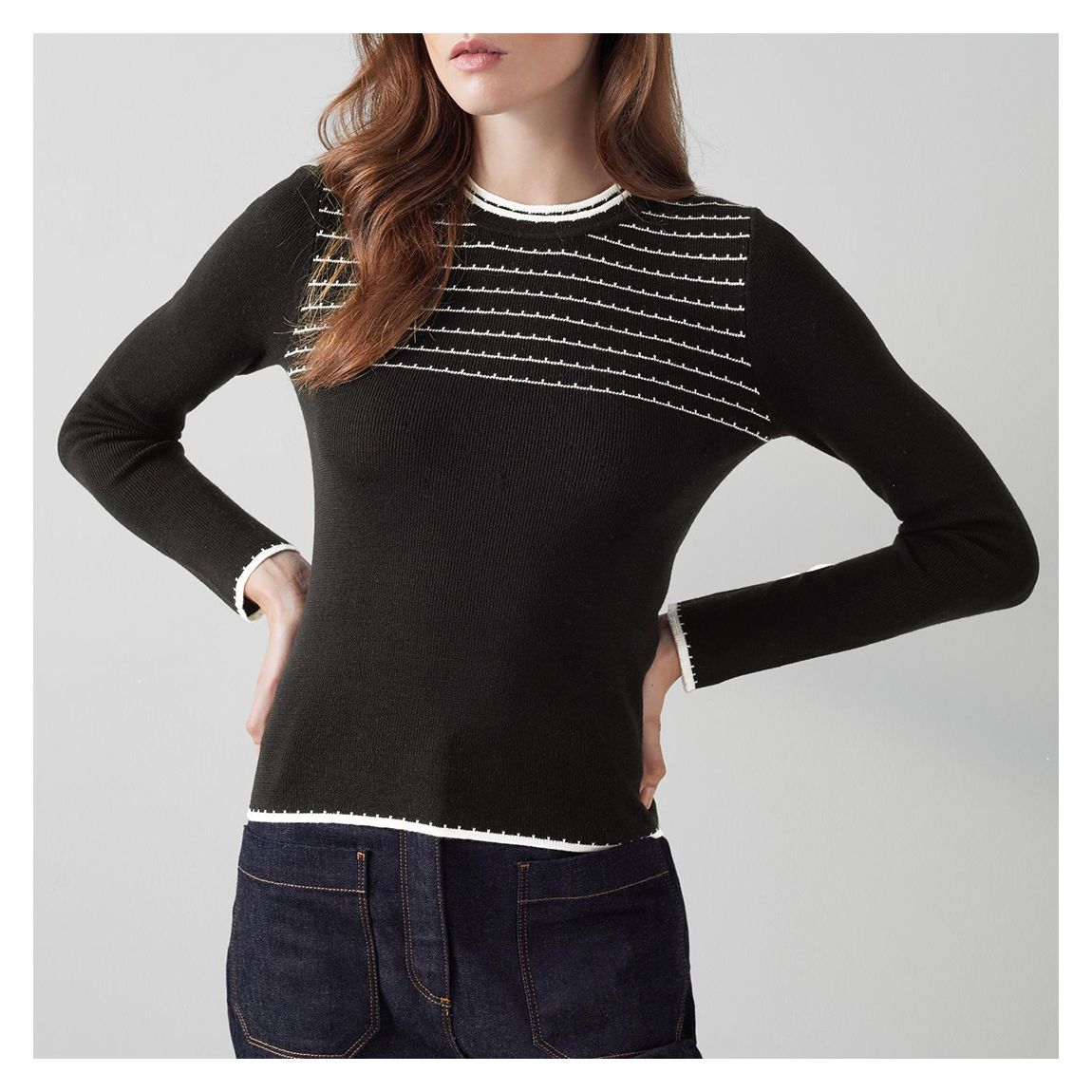 Black Striped Donna Wool Jumper main product photo