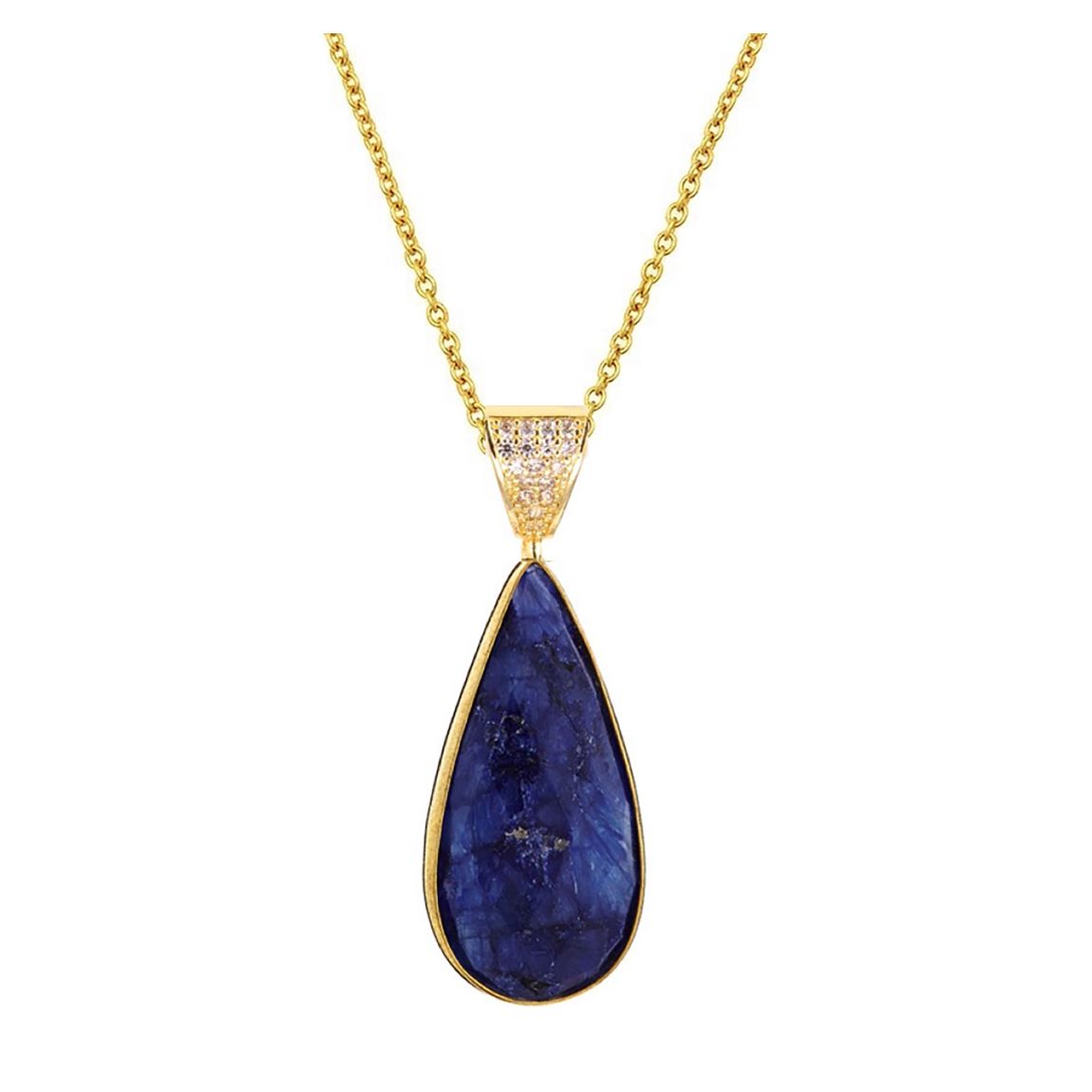 18K Gold Cz & Sapphire Tear Drop Necklace main product photo