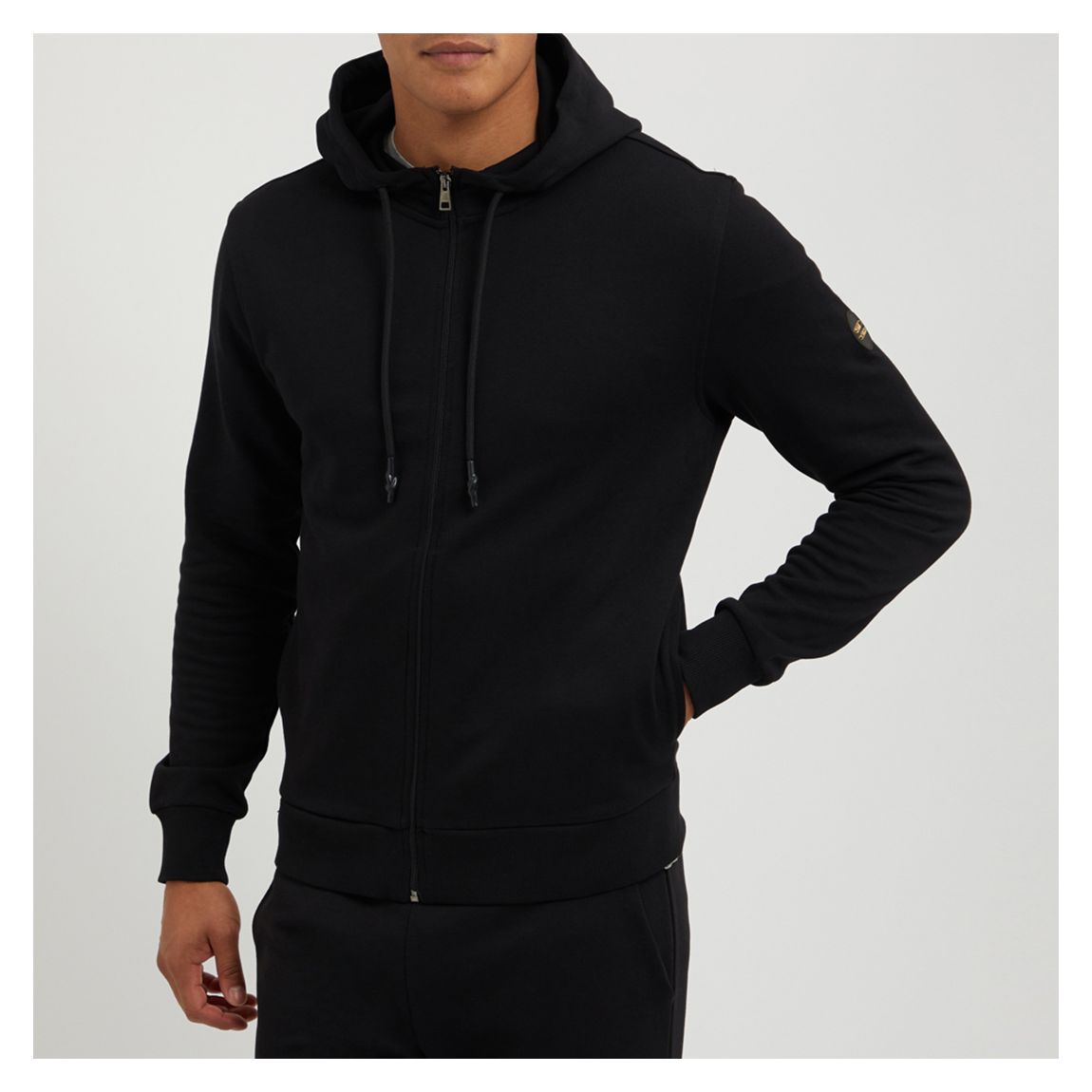 Black Patch Logo Zipped Hoodie main product photo