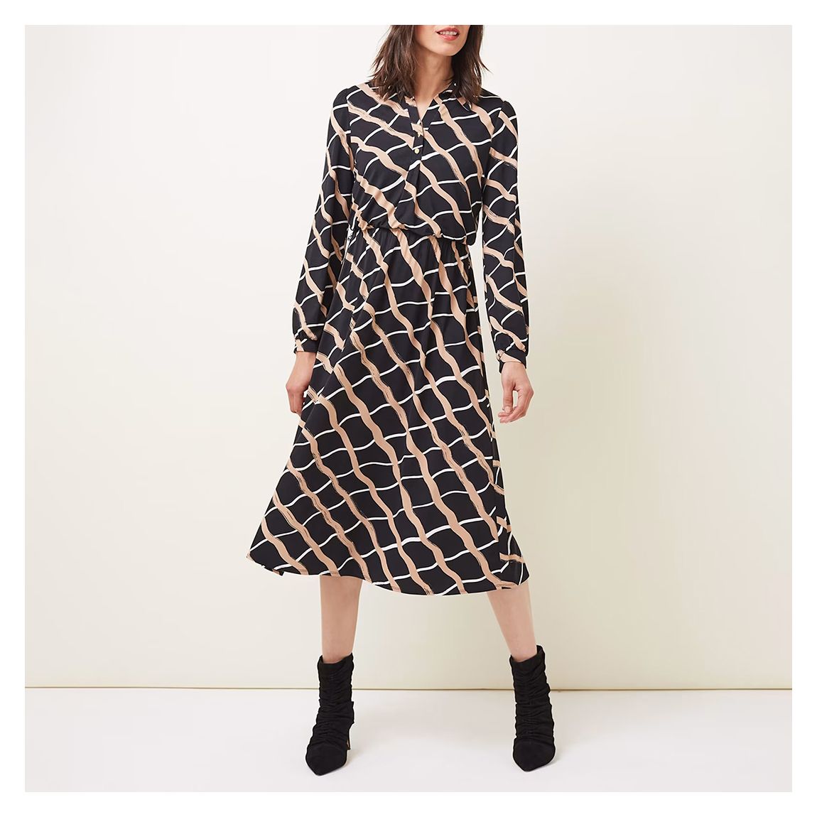Loren Check Dress Black/Camel 8 main product photo