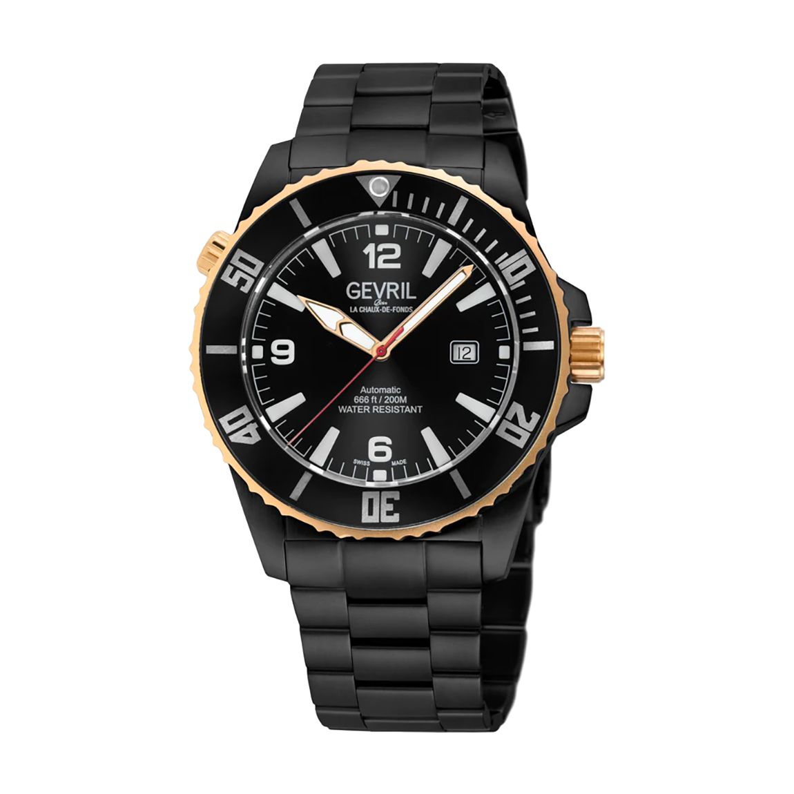 Men's Black Gevril Canal Street Watch 46mm main product photo