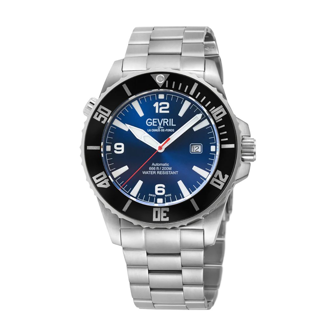 Men's Black/Silver/Blue Gevril Canal Street Watch 46mm main product photo