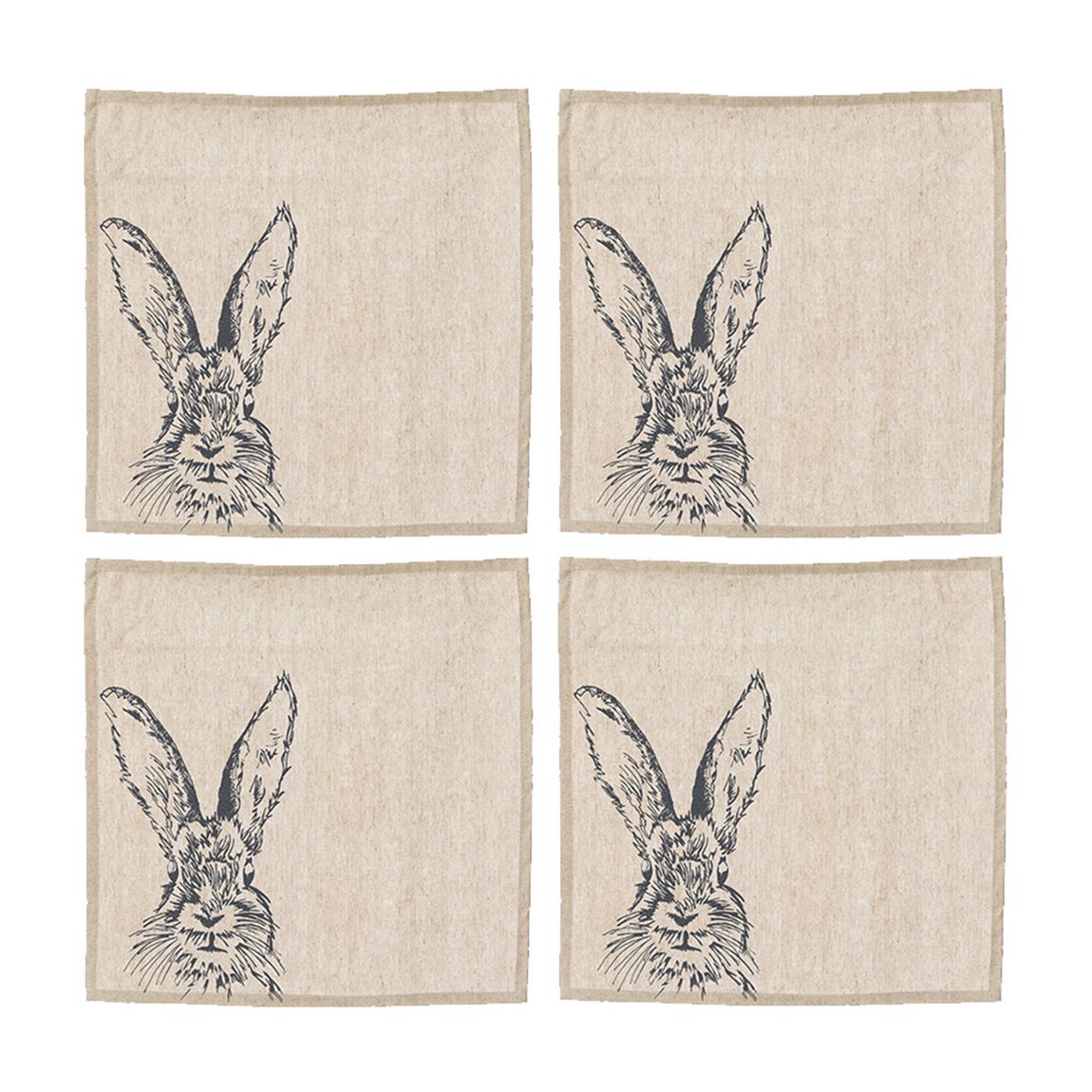 Set of 4 Hare Linen Napkins main product photo