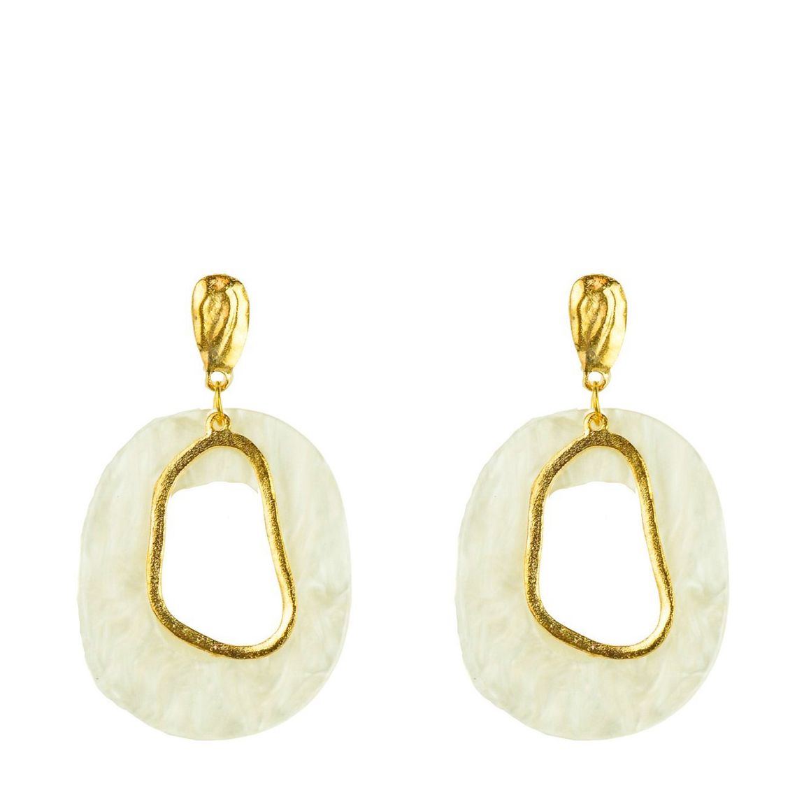 18K Gold White Shell Earrings main product photo