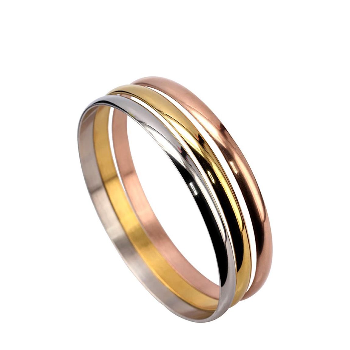 18K Gold Tri Color Bangle Set main product photo