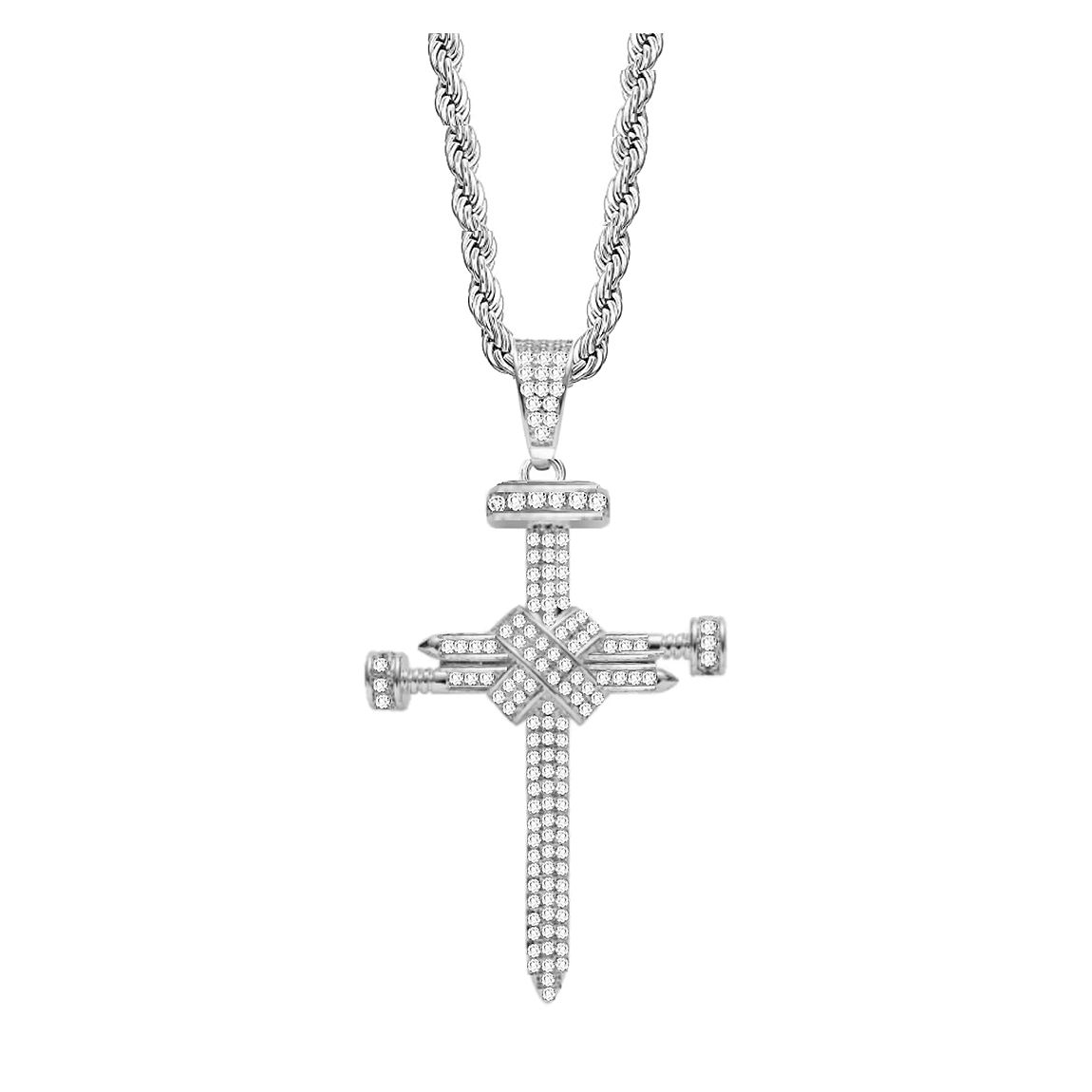 Silver Cross Embellished Necklace main product photo