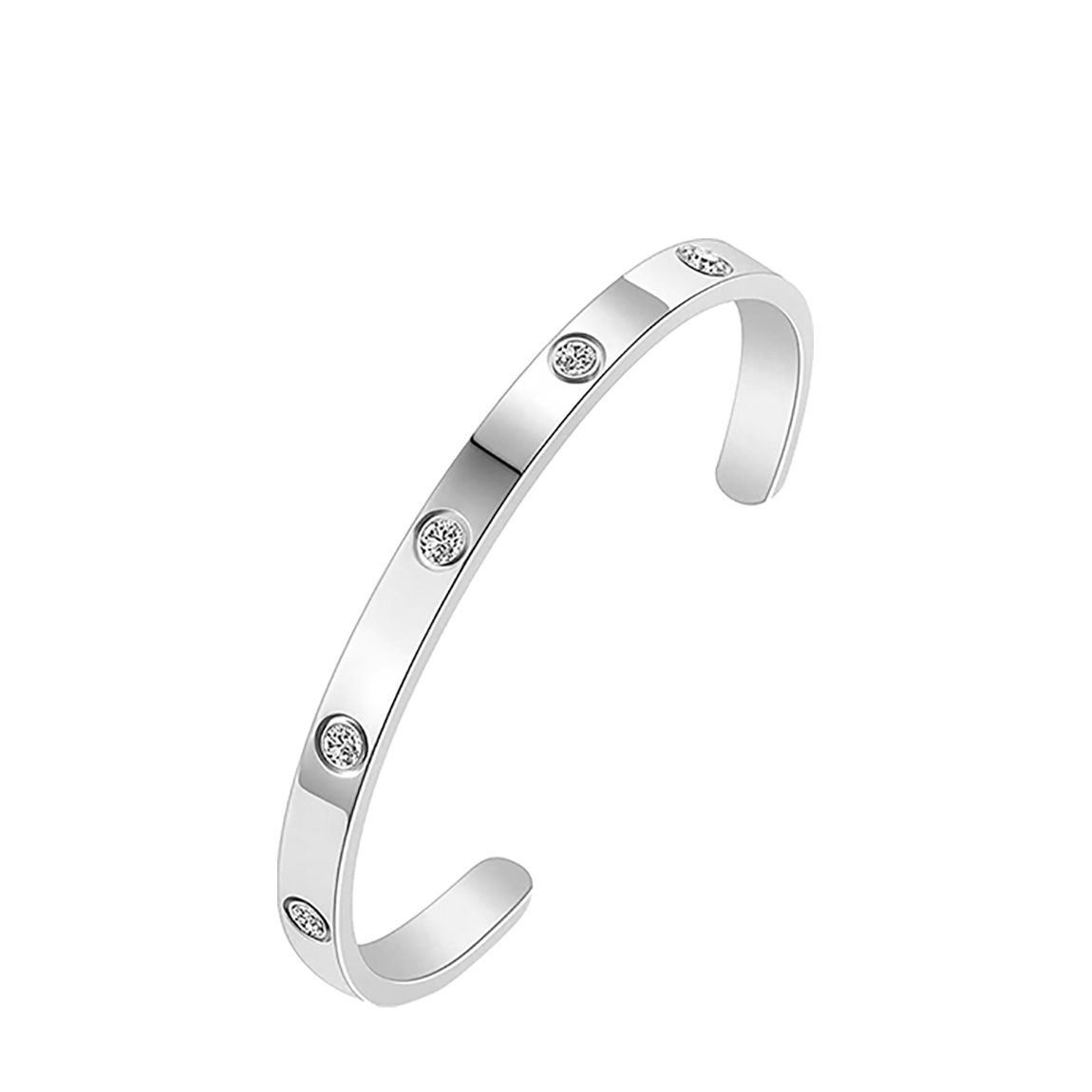 Silver Open Cuff Cz Bangle main product photo